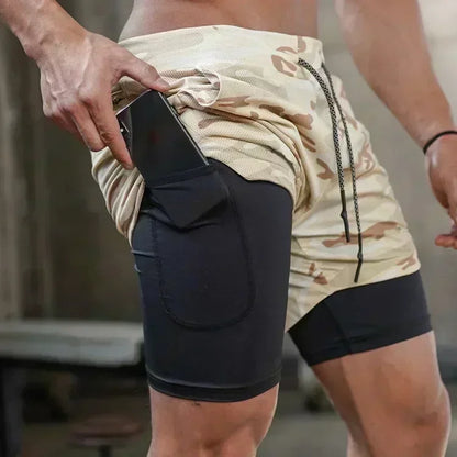 Berserk- Men's 2-in-1 sports shorts running quick drying shorts gym and fitness training double layered Training shorts