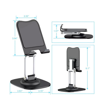 Aluminum alloy &ABS  Portable Tablet Holder 360 Rotate Lazy Desktop Stand For  Adjustable Flexible Folding Mobile Mount Stand