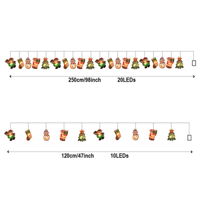 LED Christmas Tree Snowman Snowflake LED String Lights Home Window Ornament Lamp For New Year Party Garden Decoration
