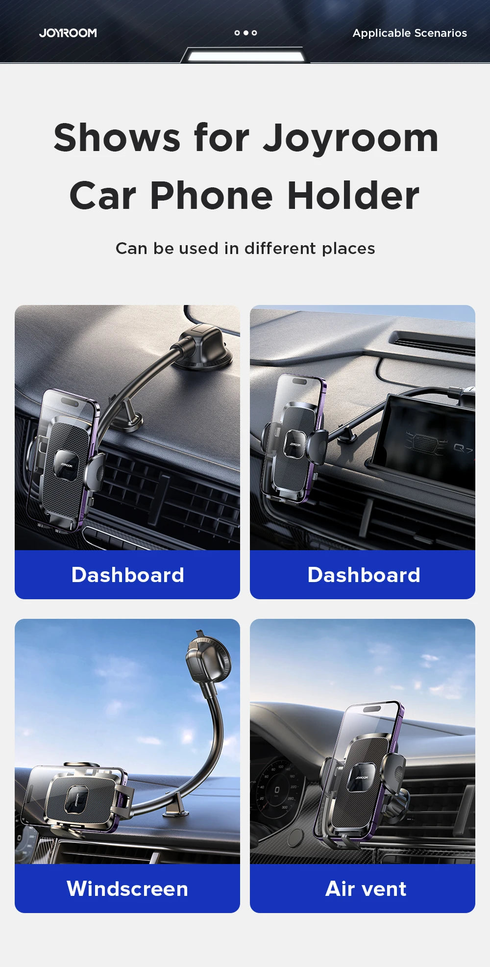 Joyroom 360° Long Arm Car Phone Holder Universal Air Vent GPS Stand Rotating Dashboard Mobile Cell Support For iPhone Samsung