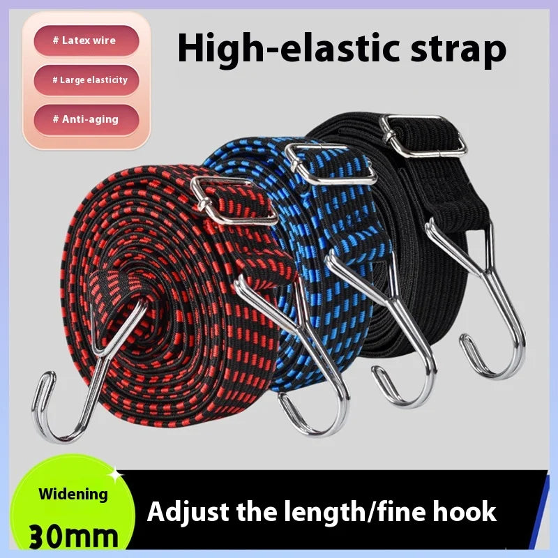 NewElastic Binding Tape Binding Tape Hook Elastic Rope Rubber Band Motorcycle Rear Shelf Bicycle Car Transportation Luggage Rope