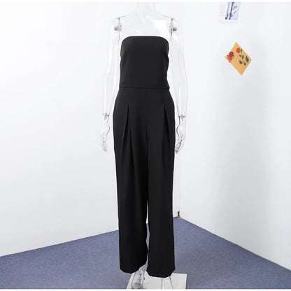 Backless Off-Shoulder Jumpsuit – Wide-Leg High Waist Summer Romper for Women