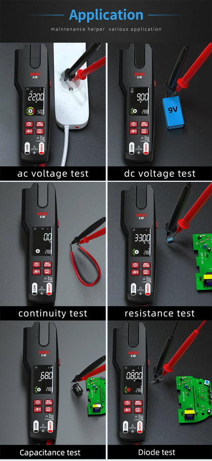 BSIDE Professional Digital Clamp Meter U6 Fork 600A Ammeter Pliers T-RMS DC AC Current OpenJaw Electrical Tester Auto Multimeter