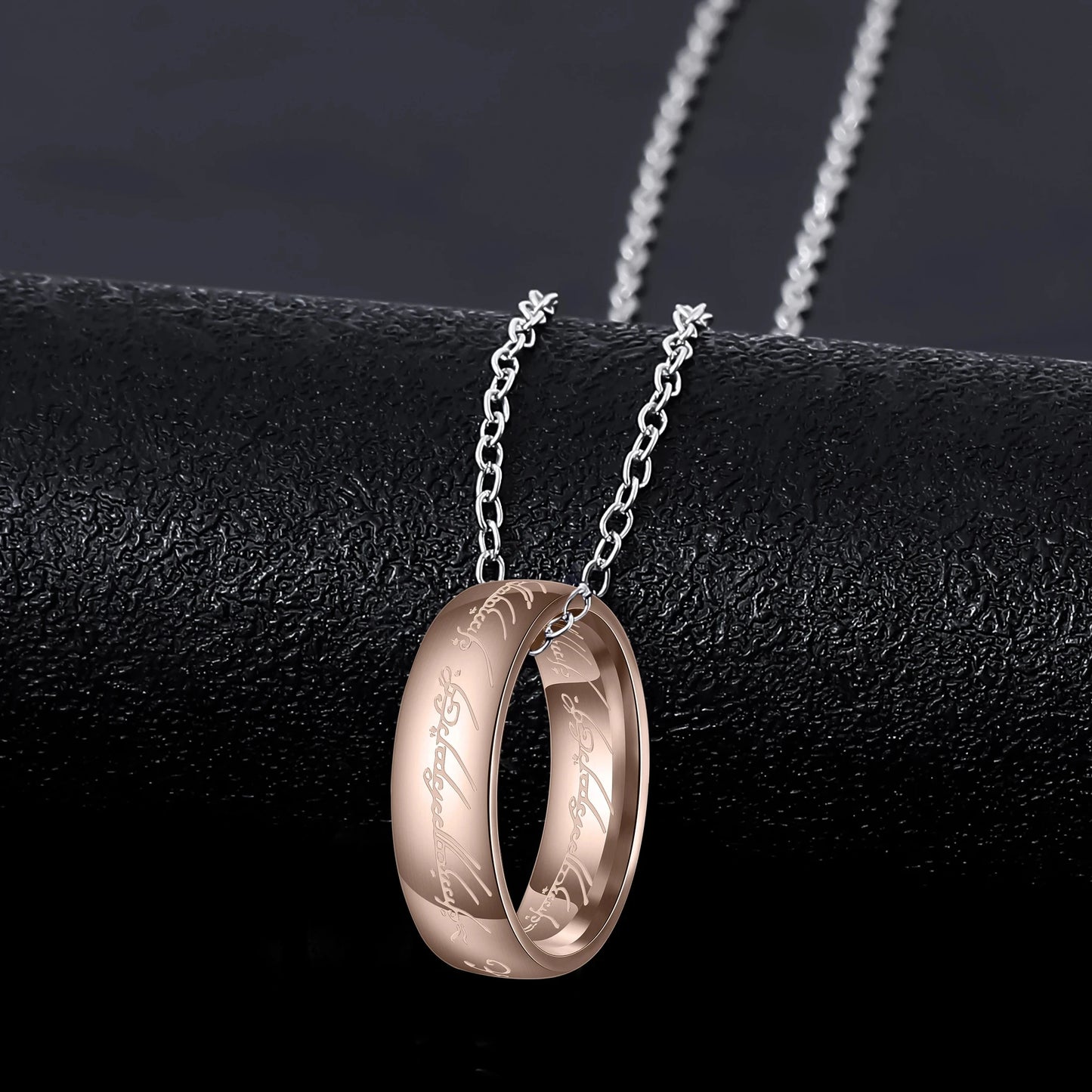 King of Necklace Stainless Steel Necklace Ring Fit Movie Jewelry Lord Of The Necklace 3.0 Square Thick Pearl Chain Hip-Hop