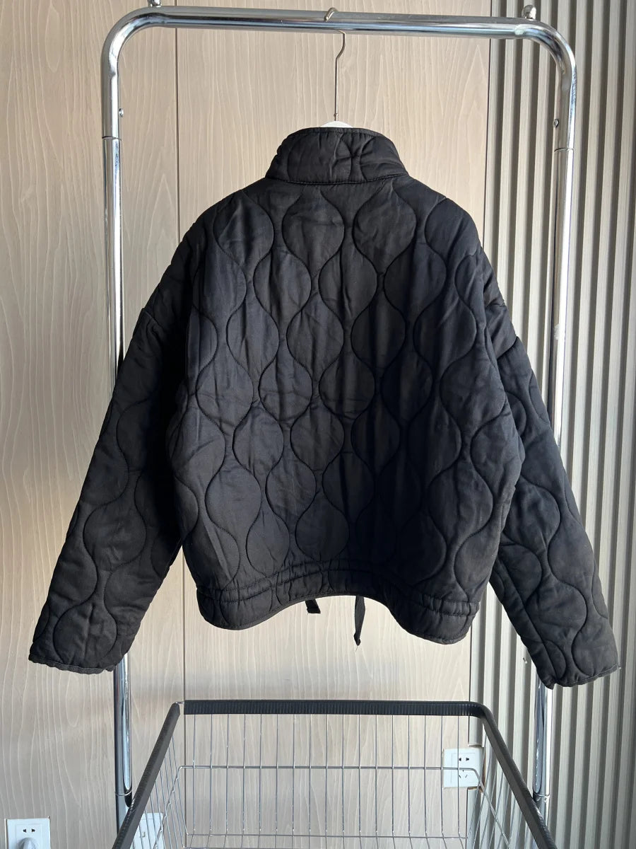 Quilted Cotton Jacket for Women Traf 2024 Winter New Arrival Zw Series Soft Lenzing Fabric Vintage Warm Coat 4088242