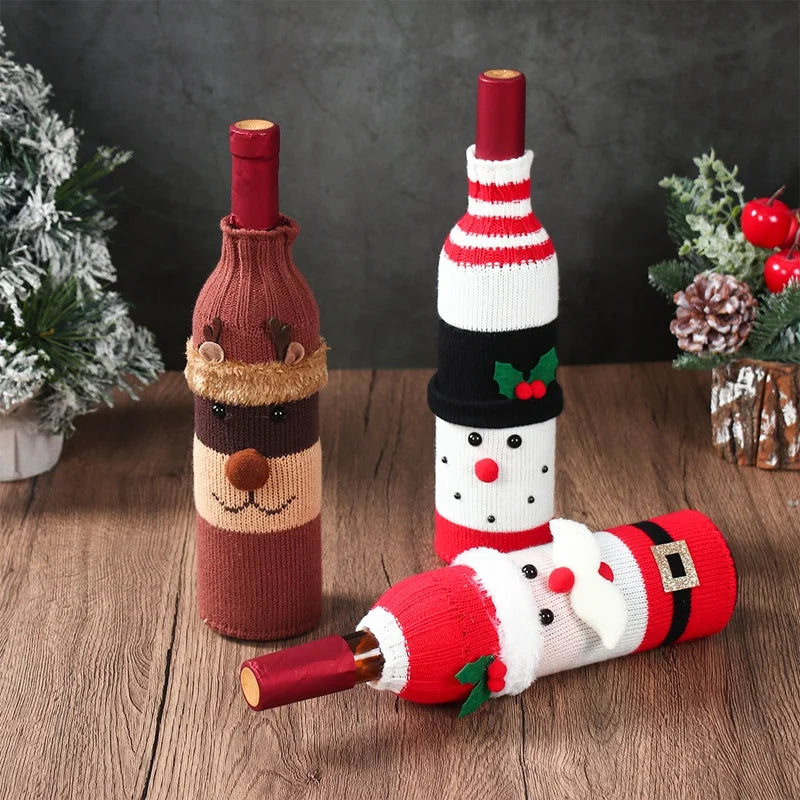 Christmas Wine Bottle Cover Merry Christmas Decorations For Home 2025 Navidad Noel Natal Ornaments Xmas Gift Happy New Year 2026