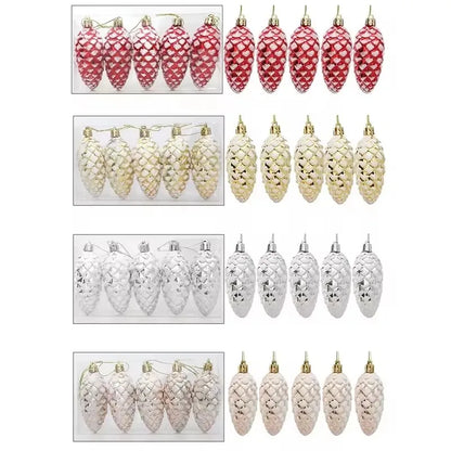 5Pcs Christmas Painted Pine Cone Balls Hanging Pendants Merry Christmas Tree Decoration for Home Xmas Ornament Gift 2024/2025