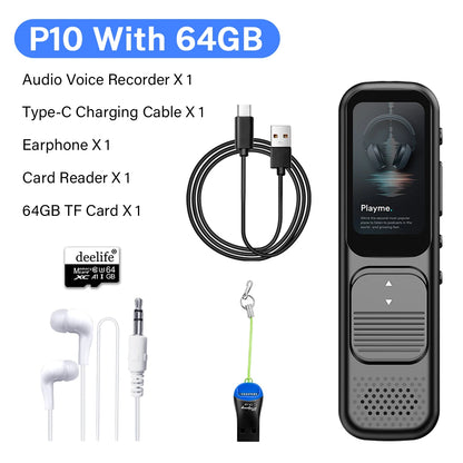 Deelife Professional Digital Voice Recorder With Playback MP3 Music Player 64G Noise Reduction small sound recorder
