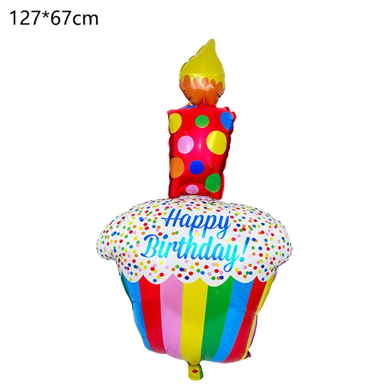 Birthday Cake Balloon with Base Standing Foil Balloon Cute Cake Balloon Kids Boy Girl Birthday Party Decor Supplies Baby Shower
