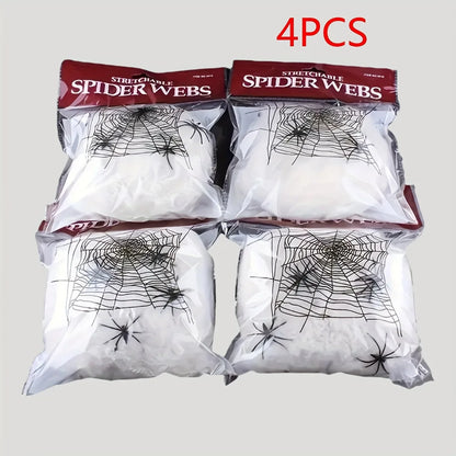 Stretchable Spider Webs with 2 Spiders Each,Party Supplies Halloween Cobweb Decorations for Haunted Houses, Room and Home Decor