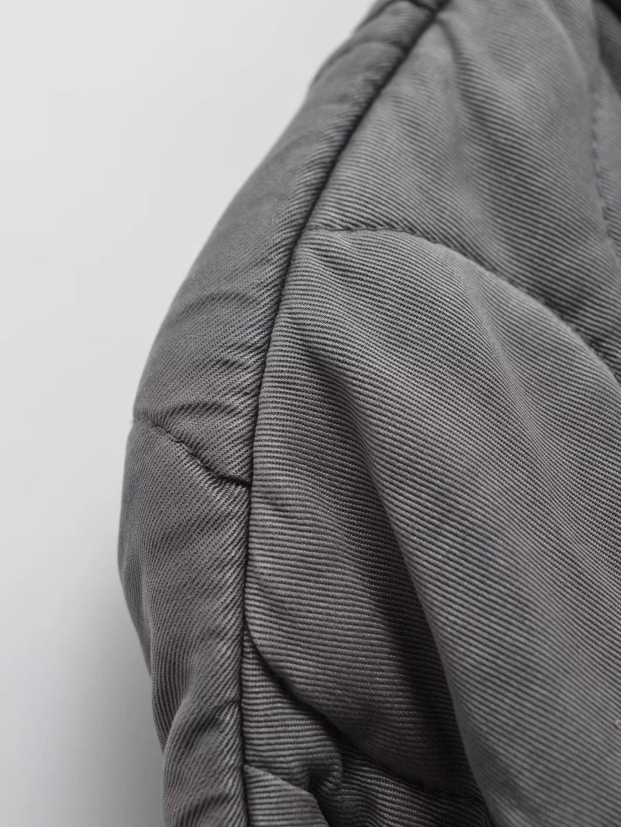 Quilted Cotton Jacket for Women Traf 2024 Winter New Arrival Zw Series Soft Lenzing Fabric Vintage Warm Coat 4088242