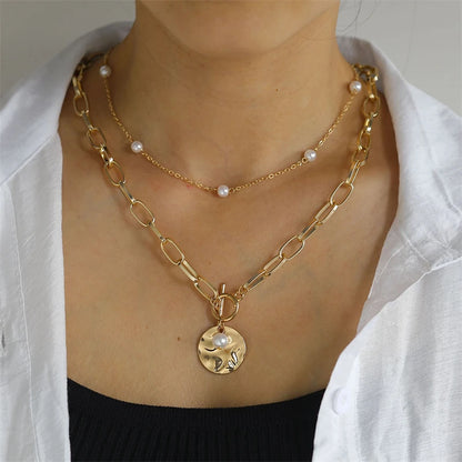 Layered Evil Eye & Cross Pendant Necklace – Lucky Charm