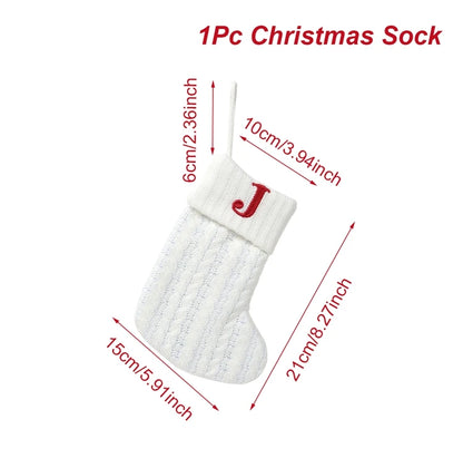 Christmas Socks Knitting Snowflake Letter Stocking Christmas Decoration For Home 2025 Xmas Tree Ornament Gift Navidad Natal 2026
