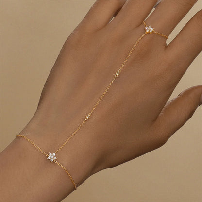 Aide 925 Sterling Silver Fine Jewelry Geometric Lucky Flower CZ Sparking Zircon Bracelets For Women Hand Chain Bracelets Jewelry
