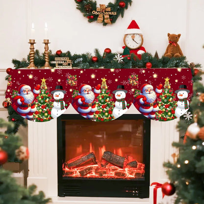 Christmas Santa Snowman Fireplace Mantel Scarf Christmas Decorations for Home 2025 Living Room Xmas Navidad New Year Gifts 2026