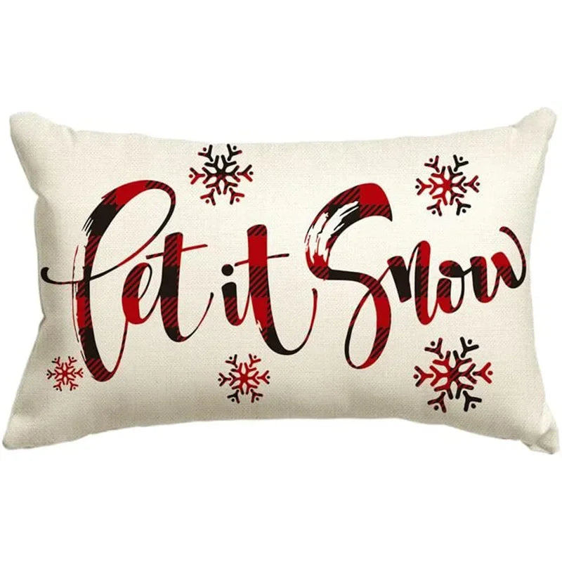 New Christmas style simple letter double-sided printed linen pillow for home decoration, sofa waist pillowcase