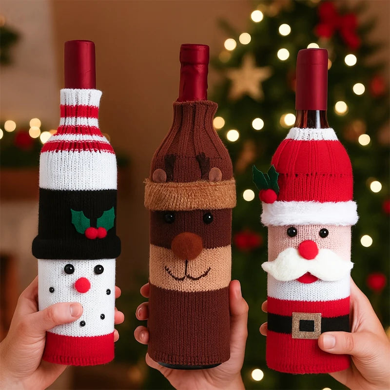 Christmas Wine Bottle Cover Merry Christmas Decorations For Home 2025 Navidad Noel Natal Ornaments Xmas Gift Happy New Year 2026