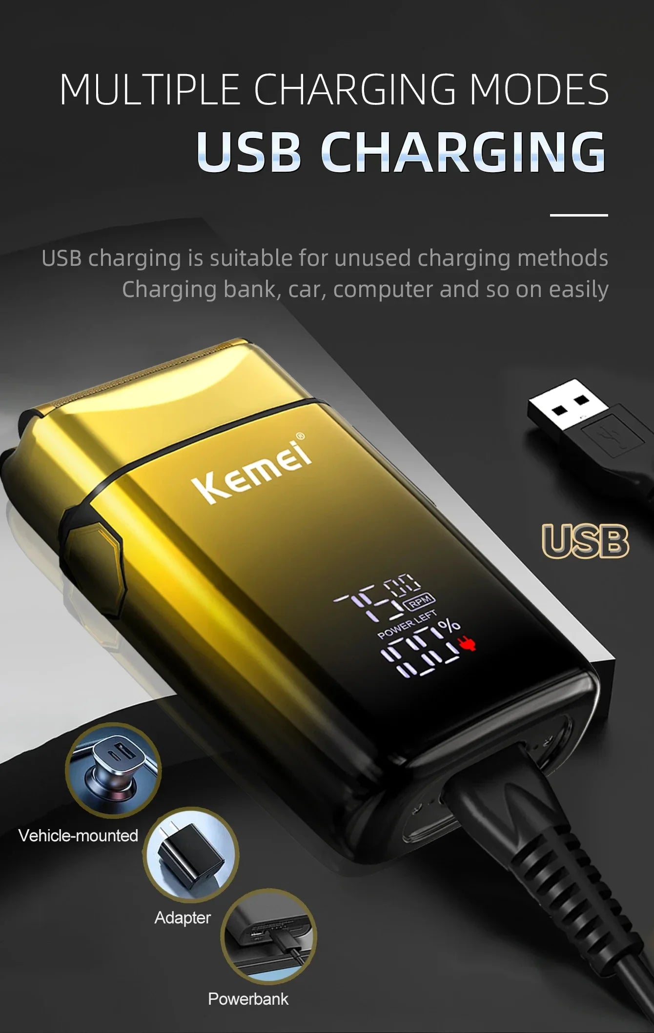 Kemei TX10 Electric Shaver Hair Rechargeable Beard Foil Razor For Men Bald Head Shaving for Men Machine