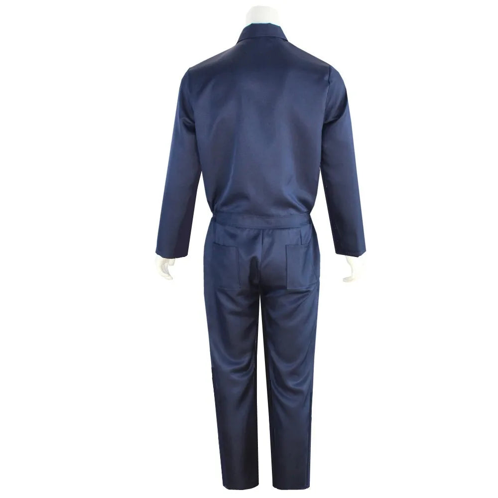 Adult Michael Myers Costume Set - Cosplay Horror Demon Killer Mask And Blue Disguise Outfit for Men Halloween Working Clothes