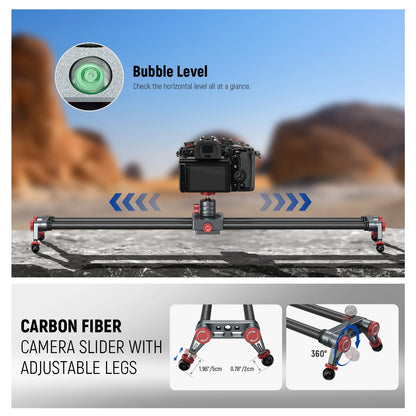 NEEWER 60cm Carbon Fiber Camera Slider with Ball Head