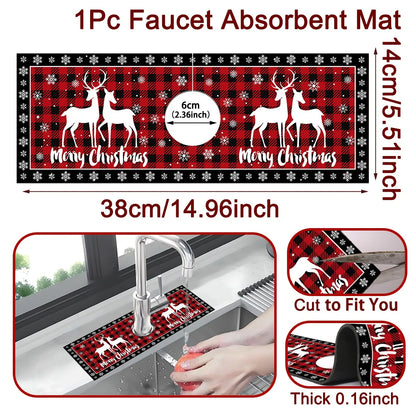Christmas Faucet Mat Diatomite Sink Faucet Absorbent Pad Merry Christmas Decoration for Home 2025 Kitchen Gifts Navidad