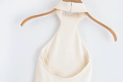 Summer Halter Neck Backless Midi Dress – Elegant & Slim Fit