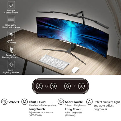 24W Double Head LED Desk Lamp Clip-on Swing Arm L-Shaped Architect Table Lamp Dimmable Transformable Reading Computer Light