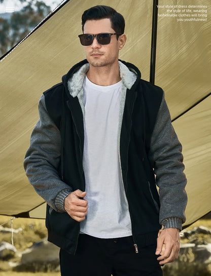 Winter Warm Sherpa Lined Coat for Men Heavyweight Plush Fleece Jackets Outwear Long Sleeve Zip Up Hoodie Sweatshirt Tops Outfits