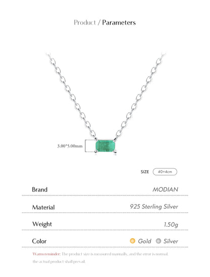 Modian Authentic 925 Sterling Silver Green Tourmaline Necklace Pendant for Women Fashion Bijoux Wedding Statement Jewelry Gifts