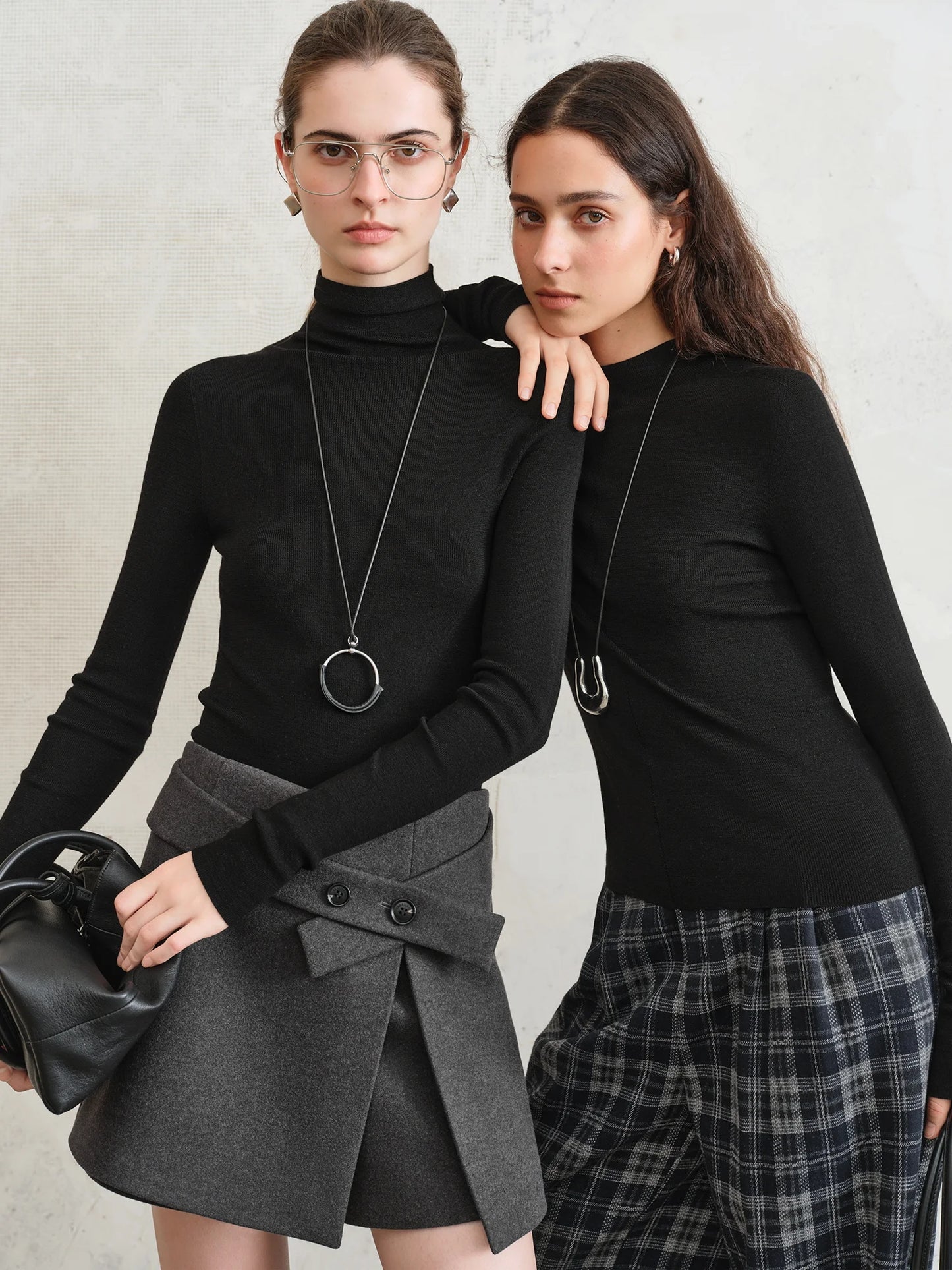 FSLE【Premium Series】German Biella Wool Autumn Super Fine Washable Seamless One-Piece Mock Neck Thermal Base Layer Shirt Women