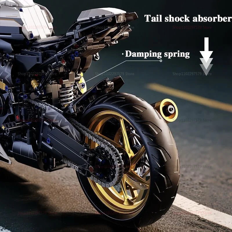 2000PCS+ 1:5 MOC Technical Platinum Motorcycle Model Building Blocks Racing Motorcycle Display Set for  Kid Adults Birthday Gift