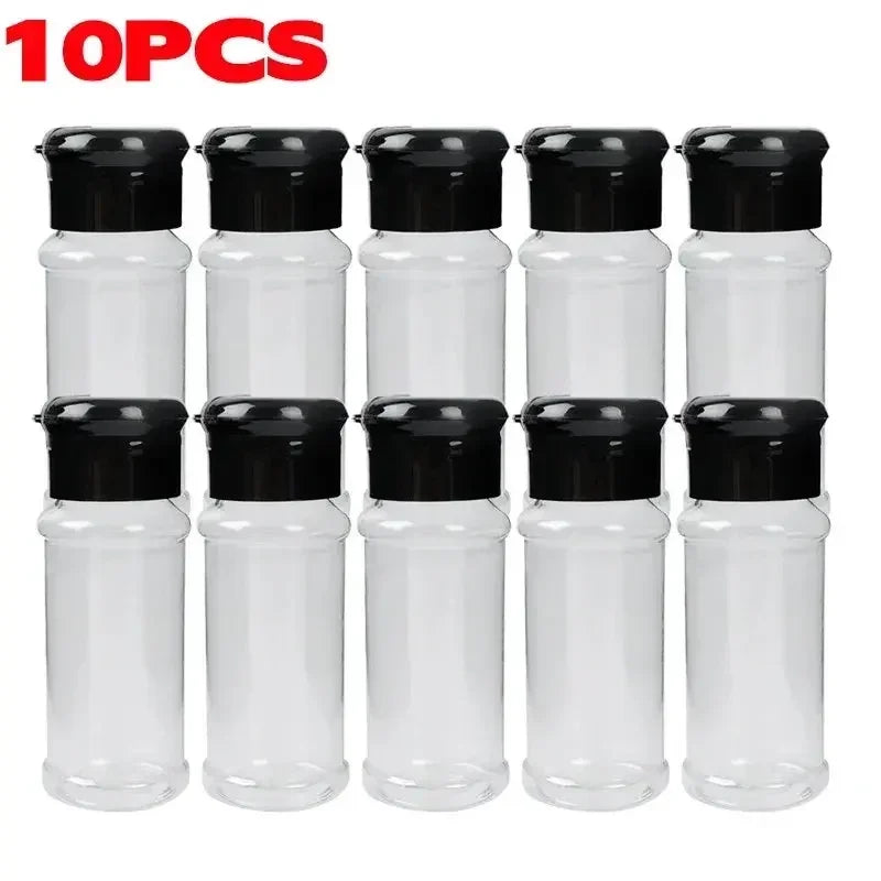 Compact Plastic Spice Shaker Bottles – Portable 100ml Seasoning Jars for Kitchen & BBQ