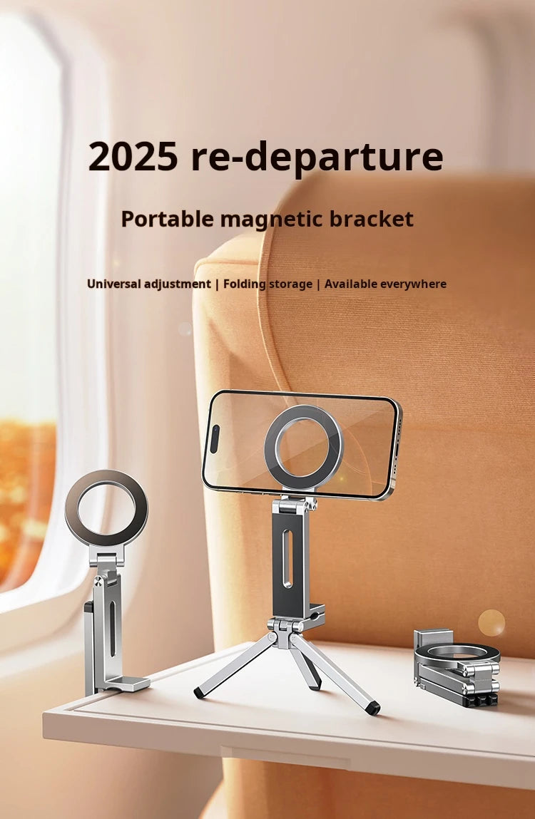 Adjustable Magnetic Phone Tripod Stand with 1/4'' Port, Ultra-Light Aluminium Phone Mount for iPhone Series, for Travel, Vlog