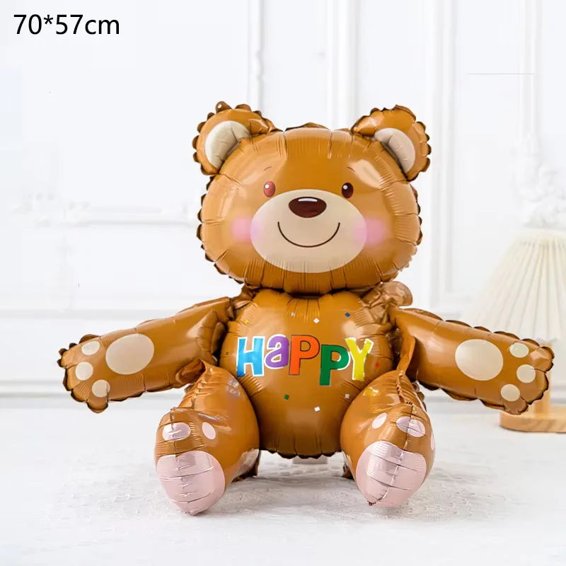 Birthday Cake Balloon with Base Standing Foil Balloon Cute Cake Balloon Kids Boy Girl Birthday Party Decor Supplies Baby Shower