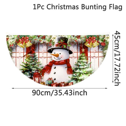 Christmas Fan-shaped Flag Outdoor Hanging Banner Christmas Decoration for Home 2025 Xmas Flag Navidad Natal Gifts New Year 2026