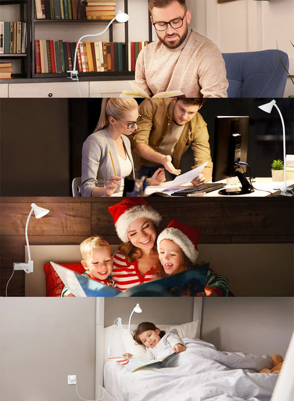 Reading Light, USB Clamp Lamp for ChildReading Book in Bed at Night, LED Small DeskLamp with Adjustable Gooseneck Clip