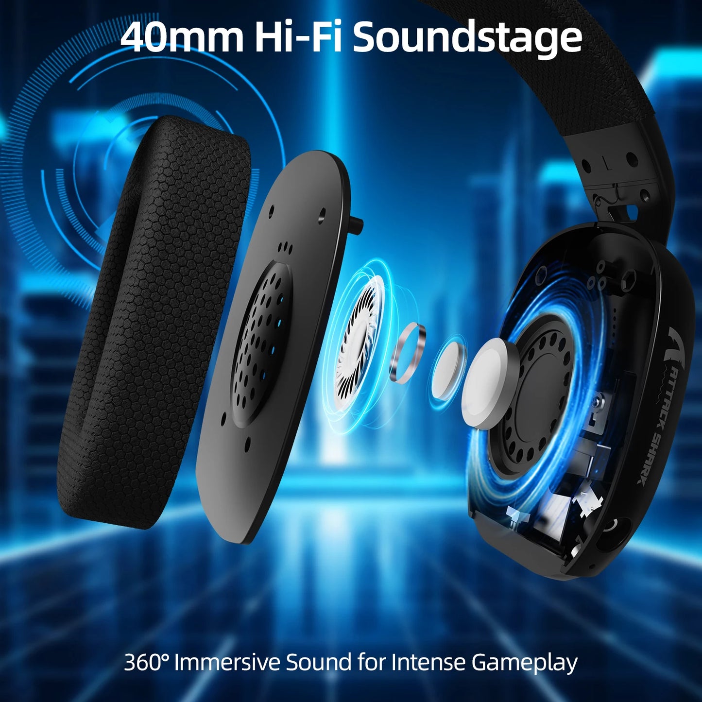 Attack Shark L80Pro Gaming Headphones 2.4G Bluetooth Connection Mode,Dual-microphone Design,Ultra-light Body,Soft Ear Cups