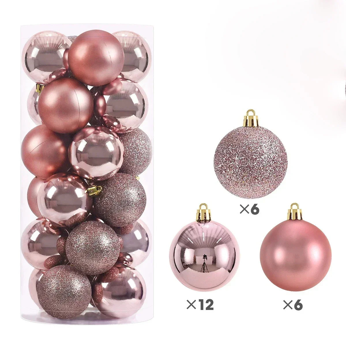 24Pcs 3/4/6CM Christmas Balls Big Ball Christmas Tree Pendant Ornaments for Party Decor 2025 New Year Navidad Gifts Accessory