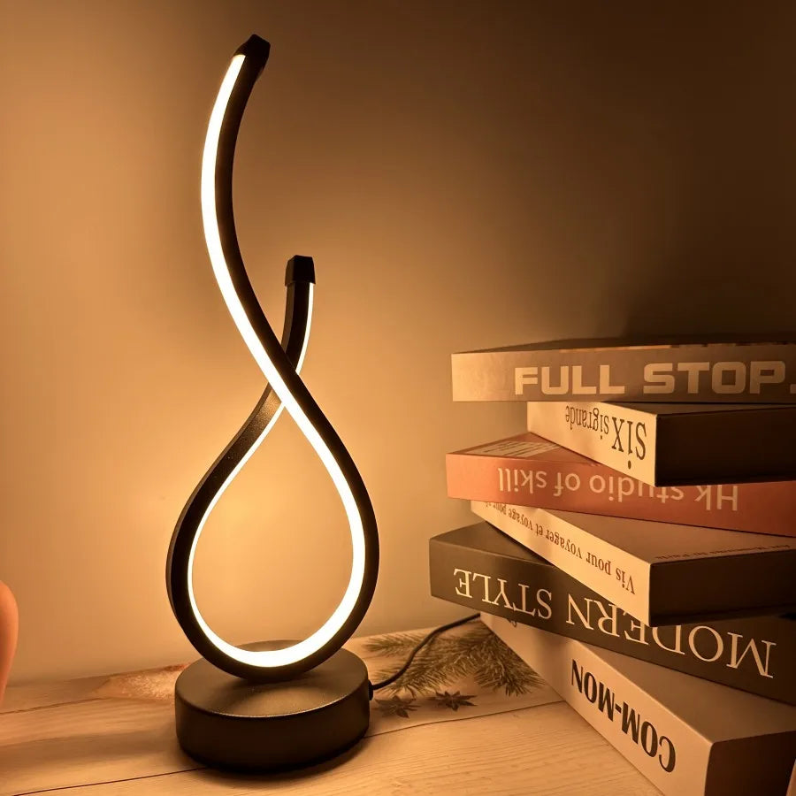 A modern wrought iron table lamp powered by USB - three tone light