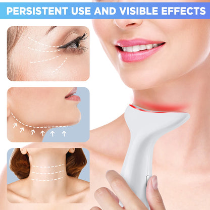 EMS Three Color Light Firming Rejuvenating Neck Beauty Device Skin Ion Importer Facial Lifting Neck Lines Wrinkles Device