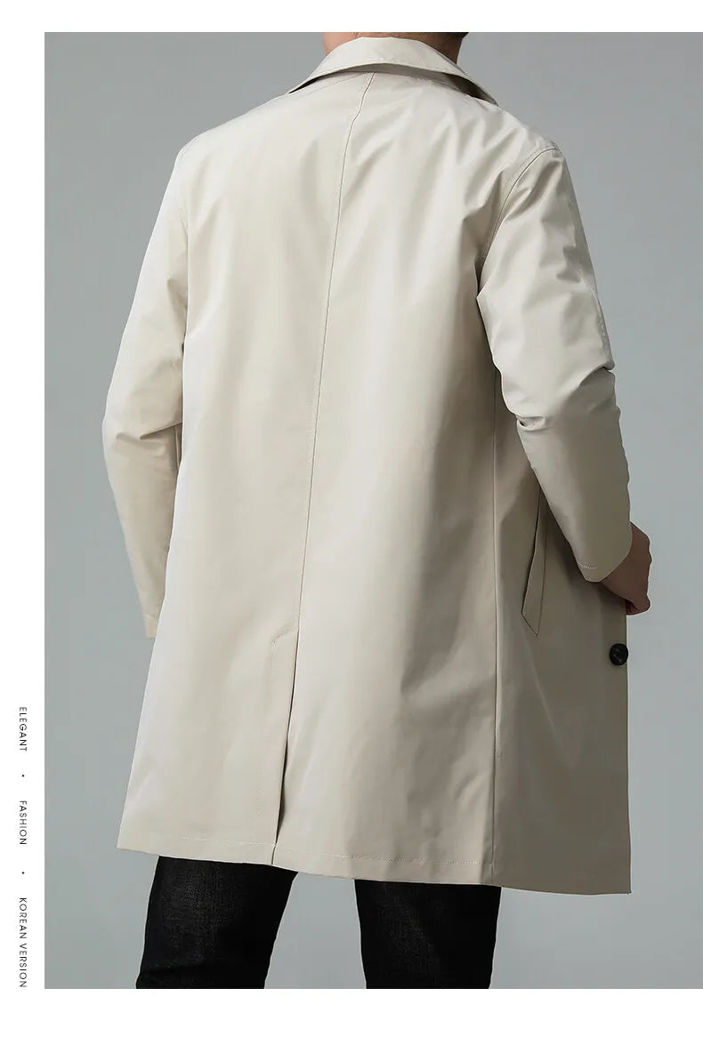 Top Quality Korean New Brand Casual Fashion Long Men Trench Coat  Windbreaker Overcoat Slim Fit Long Jacket Men Clothing