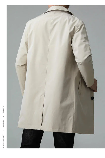 Top Quality Korean New Brand Casual Fashion Long Men Trench Coat  Windbreaker Overcoat Slim Fit Long Jacket Men Clothing