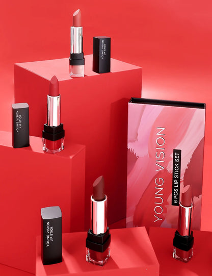 6 pcs /set matte lipstick gift box set non stick cup lipstick velvet moisturizing lipstick