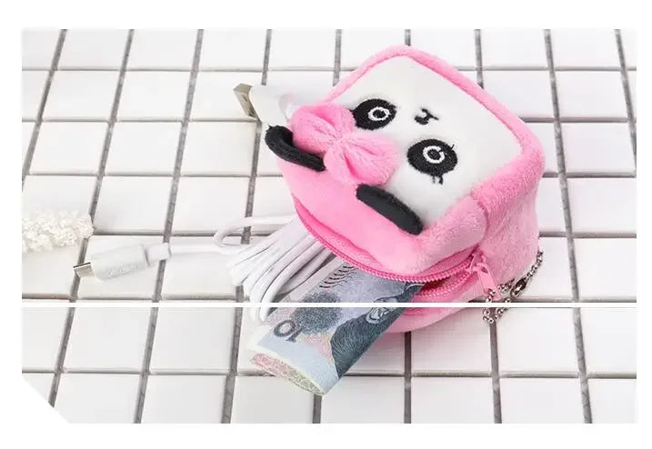 Animal Shape Plush Coin purse Headphone Bag Zipper Money Duck Women Coin Wallet Bag Kawai Card Key Money Coin Purse Bags Gift