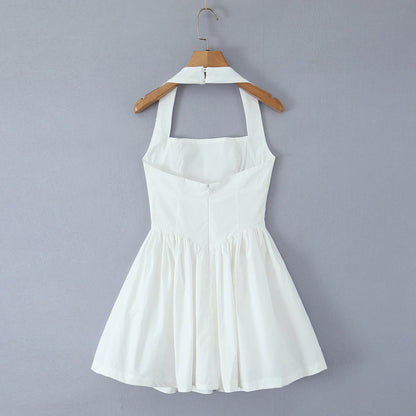 Yellow Halter Mini Dress – Backless A-Line Summer Style