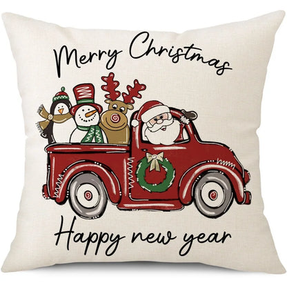 45cm Merry Christmas Cushion Cover Pillowcase 2024 Christmas Decorations for Home Ornament Happy New Year Christmas Decor 2025