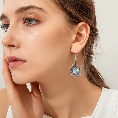 Boho Sun & Moon Drop Earrings – Vintage Crystal Jewelry for Women