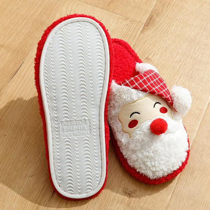 Fashion Christmas Santa Claus Slippers Women Indoor Cute Cartoon Soft Sole Comfy Winter Bedroom Warm Anti-slip Cotton Homeshoes