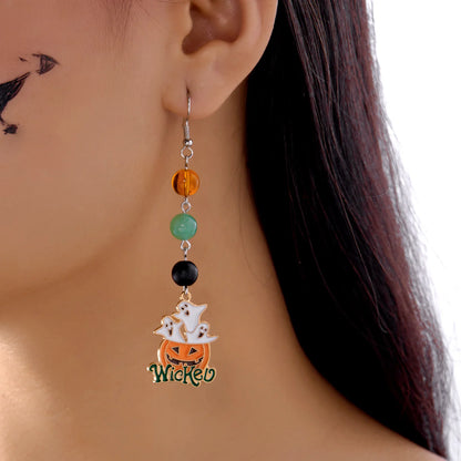 Cute Halloween Dangle Earrings for Women Cartoon Pumpkin Ghost Spider Drop Oil Earring Party Statement Jewelry Accessory