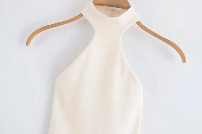 Summer Halter Neck Backless Midi Dress – Elegant & Slim Fit